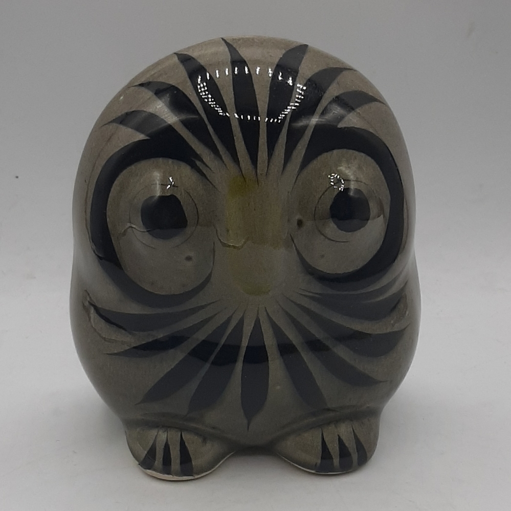 Vintage Owl Tonala Mexican Folk Art Hand Painted Ceramic Pottery Mid Century 5”